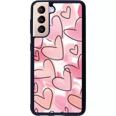 Samsung Galaxy S21 5G Case Hülle - Silikon schwarz Easter 2023 pink hearts