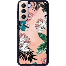 Samsung Galaxy S21 5G Case Hülle - Silikon schwarz Flowers Artprint