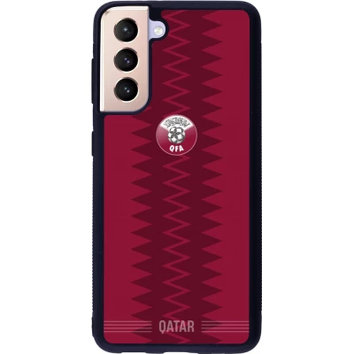 Coque Samsung Galaxy S21 5G - Silicone rigide noir Maillot de football Qatar 2026 personnalisable