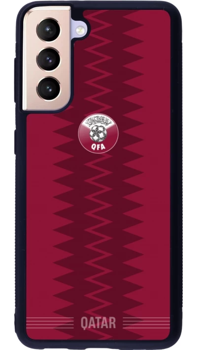 Samsung Galaxy S21 5G Case Hülle - Silikon schwarz Qatar 2026 personalisierbares Fussballtrikot