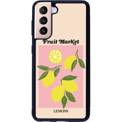 Coque Samsung Galaxy S21 5G - Silicone rigide noir Fruit market lemons 2026