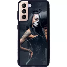 Samsung Galaxy S21 5G Case Hülle - Silikon schwarz Halloween 22 Tattooed Girl