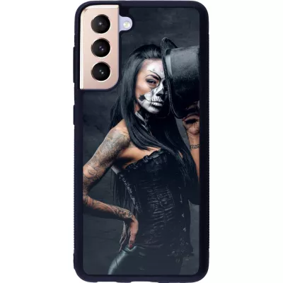 Samsung Galaxy S21 5G Case Hülle - Silikon schwarz Halloween 22 Tattooed Girl