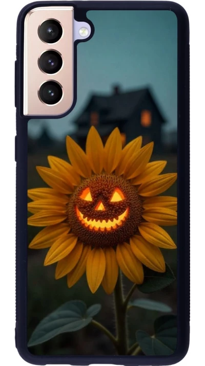 Coque Samsung Galaxy S21 5G - Silicone rigide noir Halloween 2026 Evil Sunflower