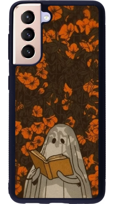 Coque Samsung Galaxy S21 5G - Silicone rigide noir Halloween 2026 Ghost reading