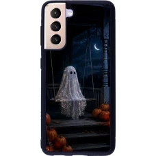 Coque Samsung Galaxy S21 5G - Silicone rigide noir Halloween 2026 Ghost on a swing