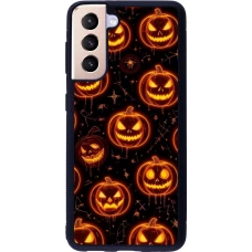 Coque Samsung Galaxy S21 5G - Silicone rigide noir Halloween 2026 Pattern Pumpkins