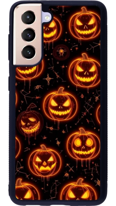 Coque Samsung Galaxy S21 5G - Silicone rigide noir Halloween 2026 Pattern Pumpkins