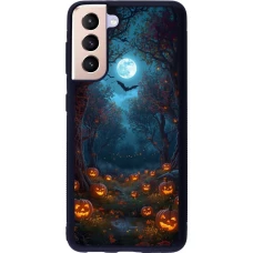 Coque Samsung Galaxy S21 5G - Silicone rigide noir Halloween 2026 Road of Pumpkins