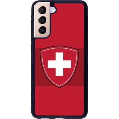 Coque Samsung Galaxy S21 5G - Silicone rigide noir Hockey World Championship Ecusson Suisse