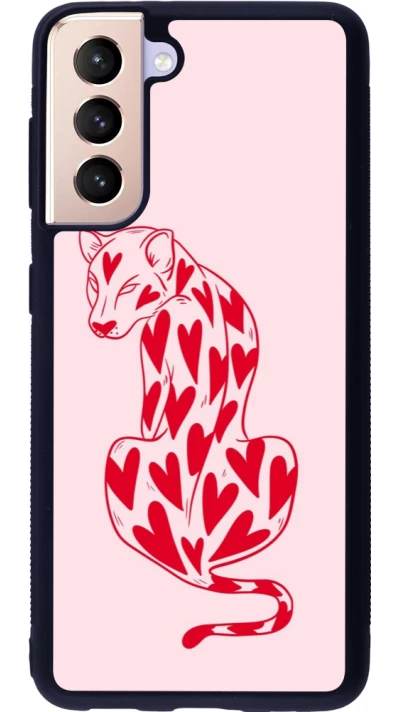Samsung Galaxy S21 5G Case Hülle - Silikon schwarz Leopard with hearts 2026