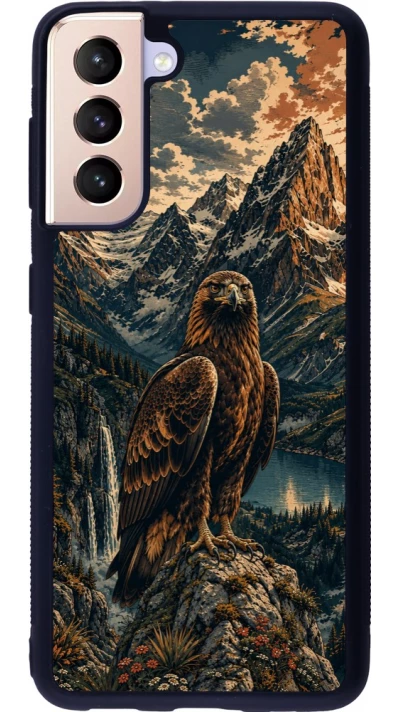 Samsung Galaxy S21 5G Case Hülle - Silikon schwarz Linocut Steinadler