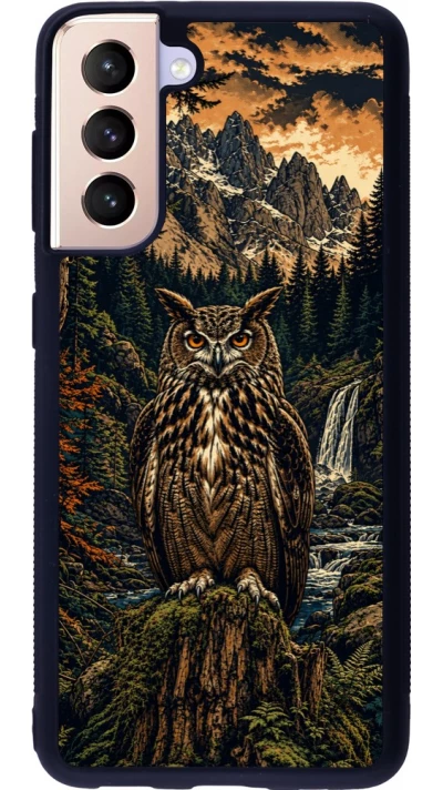 Samsung Galaxy S21 5G Case Hülle - Silikon schwarz Linocut Uhu