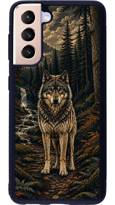 Samsung Galaxy S21 5G Case Hülle - Silikon schwarz Linocut Wold