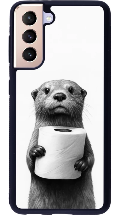 Samsung Galaxy S21 5G Case Hülle - Silikon schwarz Otter Toilettenpapier