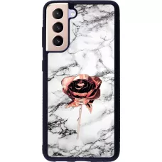 Hülle Samsung Galaxy S21 5G - Silikon schwarz Marble Rose Gold