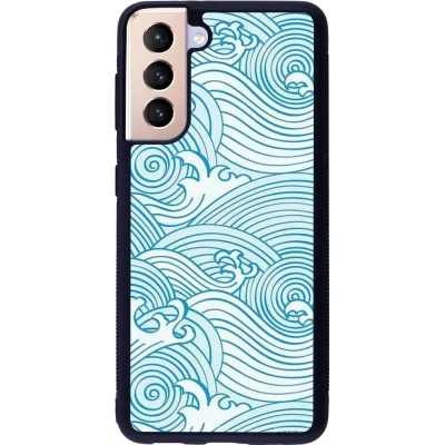 Coque Samsung Galaxy S21 5G - Silicone rigide noir Ocean Waves