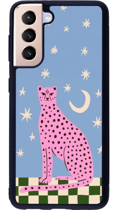 Samsung Galaxy S21 5G Case Hülle - Silikon schwarz Pink leopard with stars 2026