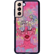 Samsung Galaxy S21 5G Case Hülle - Silikon schwarz Psychedelic pink mushroom