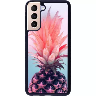 Coque Samsung Galaxy S21 5G - Silicone rigide noir Purple Pink Pineapple