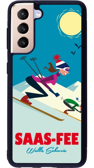Samsung Galaxy S21 5G Case Hülle - Silikon schwarz Saas-Fee Ski Downhill