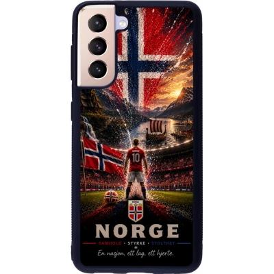 Coque Samsung Galaxy S21 5G - Silicone rigide noir Football Norvège splash 2026
