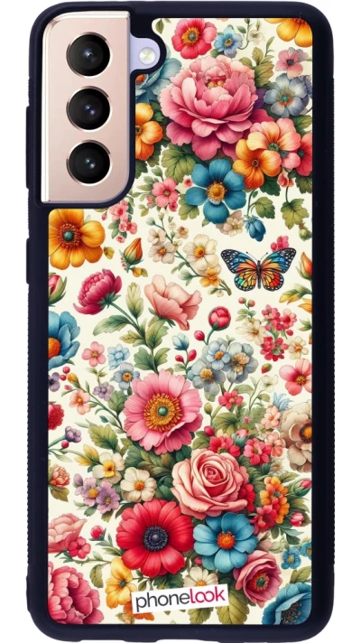 Samsung Galaxy S21 5G Case Hülle - Silikon schwarz Spring 25 fruehling bluetend