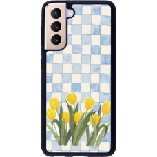 Coque Samsung Galaxy S21 5G - Silicone rigide noir Blue vichy tulips Spring 2026