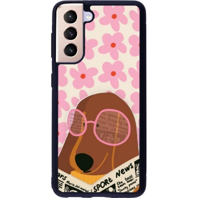 Coque Samsung Galaxy S21 5G - Silicone rigide noir Dog with newspaper Spring 2026