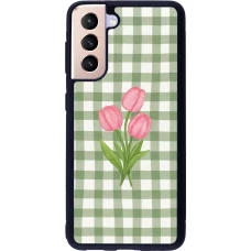 Samsung Galaxy S21 5G Case Hülle - Silikon schwarz Green vichy tulips Spring 2026