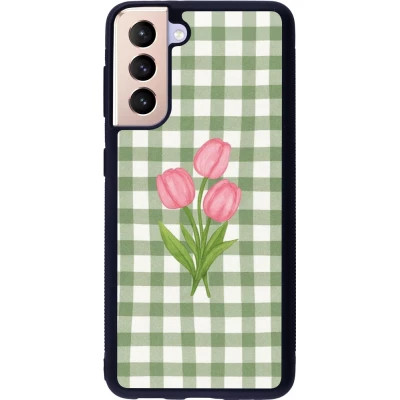 Samsung Galaxy S21 5G Case Hülle - Silikon schwarz Green vichy tulips Spring 2026