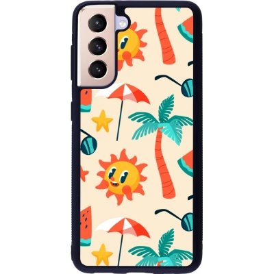 Samsung Galaxy S21 5G Case Hülle - Silikon schwarz Summer 2025 Pattern soleil