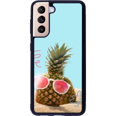 Samsung Galaxy S21 5G Case Hülle - Silikon schwarz Pineapple with glasses Summer 2026