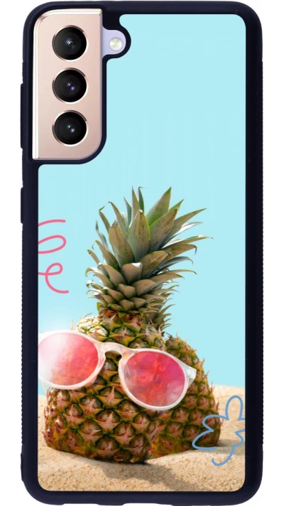Samsung Galaxy S21 5G Case Hülle - Silikon schwarz Pineapple with glasses Summer 2026