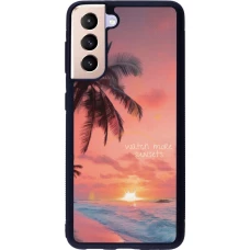 Coque Samsung Galaxy S21 5G - Silicone rigide noir Watch more sunsets Summer 2026