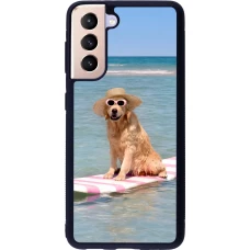 Samsung Galaxy S21 5G Case Hülle - Silikon schwarz Summer Dog on Paddle
