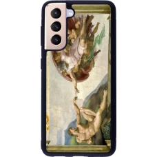 Samsung Galaxy S21 5G Case Hülle - Silikon schwarz Kunstbild - Die Erschaffung Adams - Michelangelo