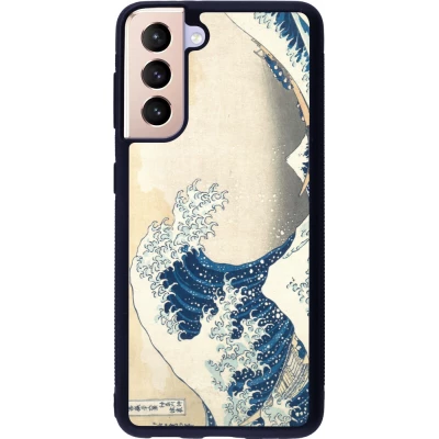 Coque Samsung Galaxy S21 5G - Silicone rigide noir Tableau art - La Grande Vague de Kanagawa - Hokusai