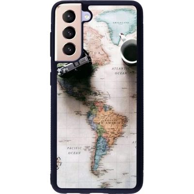 Coque Samsung Galaxy S21 5G - Silicone rigide noir Travel 01