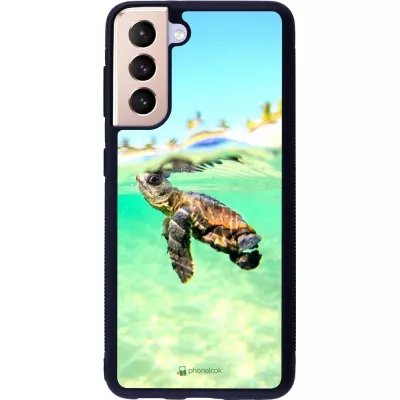 Coque Samsung Galaxy S21 5G - Silicone rigide noir Turtle Underwater