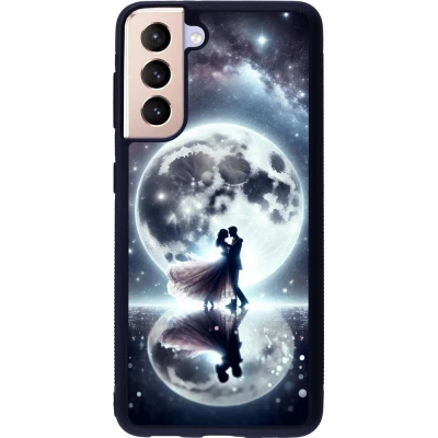 Samsung Galaxy S21 5G Case Hülle - Silikon schwarz Valentin 2024 Liebe unter dem Mond