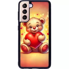 Coque Samsung Galaxy S21 5G - Silicone rigide noir Valentine 2024 Teddy love