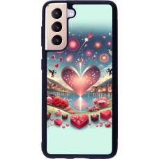 Coque Samsung Galaxy S21 5G - Silicone rigide noir Valentine 2025 Chic