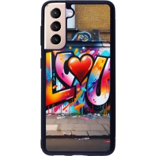 Coque Samsung Galaxy S21 5G - Silicone rigide noir Valentine 2025 Love U Tag