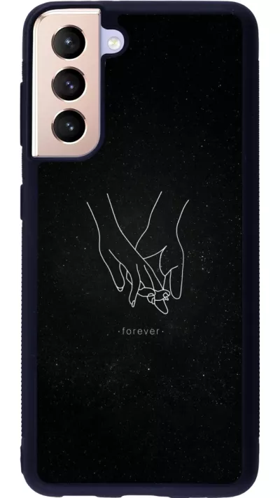 Samsung Galaxy S21 5G Case Hülle - Silikon schwarz Valentine 2023 hands forever