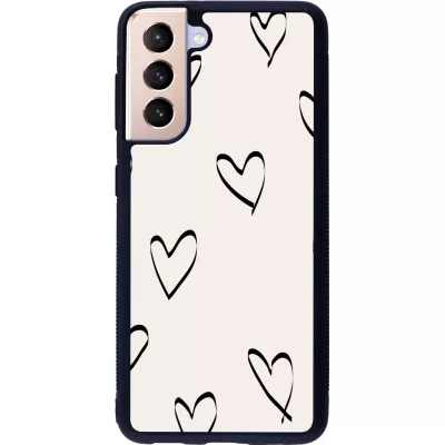 Samsung Galaxy S21 5G Case Hülle - Silikon schwarz Valentine 2023 minimalist hearts