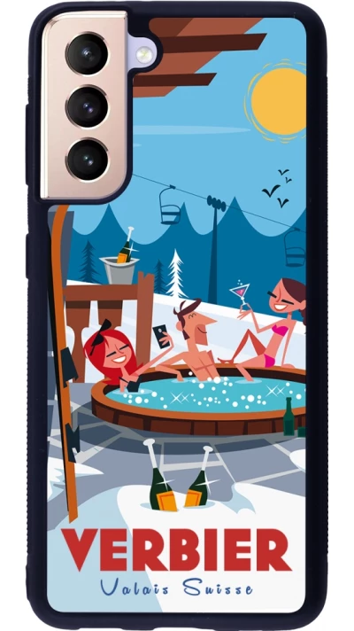 Samsung Galaxy S21 5G Case Hülle - Silikon schwarz Verbier Mountain Jacuzzi