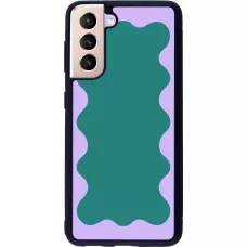 Samsung Galaxy S21 5G Case Hülle - Silikon schwarz Wavy Rectangle Green Purple