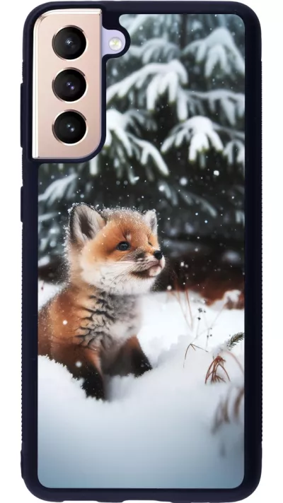 Samsung Galaxy S21 5G Case Hülle - Silikon schwarz Weihnachten 2023 Fuechslein Tanne