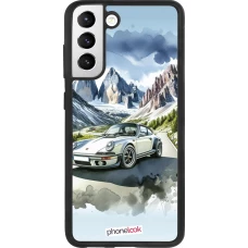 Coque Samsung Galaxy S21 FE 5G - Silicone rigide noir Porsche 911 Mountain Watercolor